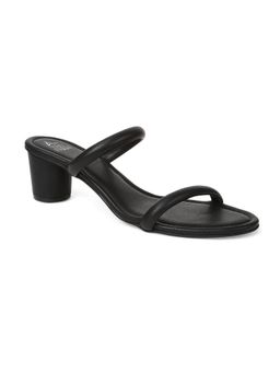Tao Paris - Women Black Double Strap Sandal Round Block Heels