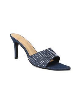 Tao Paris - Women Denim Blue Diamond Embellished Sandal Heels
