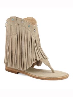 Tao Paris - Women Palma Leather Open Toe Boot Casual Sandals Beige