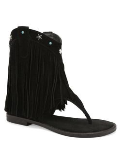 Tao Paris - Women Palma Leather Open Toe Boot Casual Sandals Black