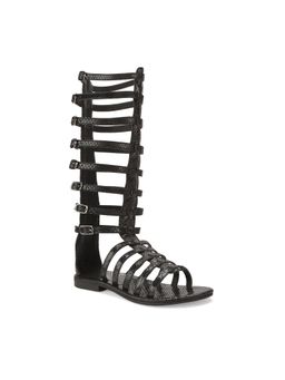 Tao Paris - Women Open Toe Black Leather High Gladiator