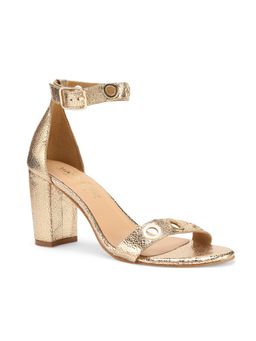 Tao Paris - Women Leather Golden Eyelet Block Heel Sandals
