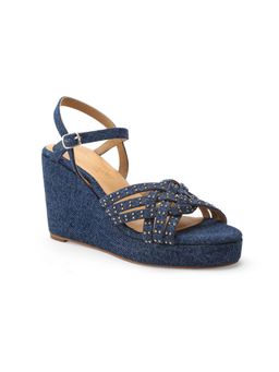 Tao Paris - Women Studded Strappy Denim Wedge Heel Sandal