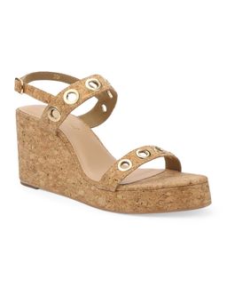 Tao Paris - Women Nude Beige Eyelet Upper Cork Wedge Heels