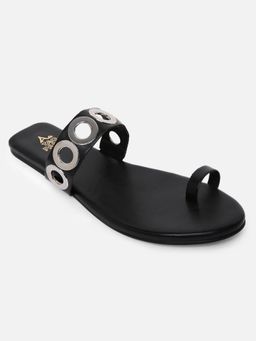 Tao Paris - Women Kiana Black Casual Eyelet Design Toe Flats