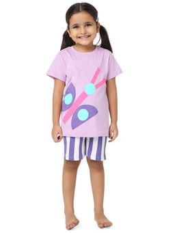 Plan B - Kids Lavender Butterfly Graphic T-Shirt with Shorts (Set of 2)