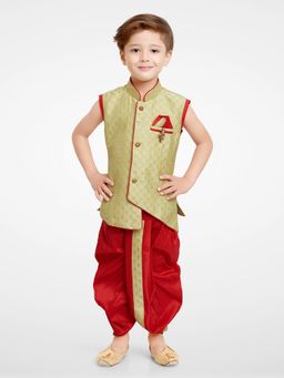 Jeetethnics - Boys Green Kurta With Dhoti Pants (Set of 2)