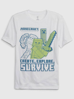 GAP - Boys Cartoon Print Crew Neck T-Shirt - White