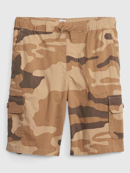 GAP - Boys Camouflage Mid-Rise Cargo Shorts - Brown