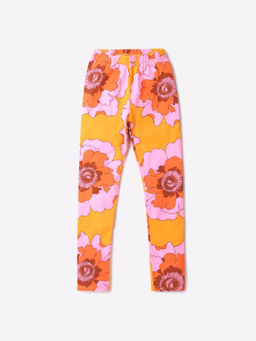 GAP - Girls Mid-Rise Skinny Fit Floral Leggings - Orange