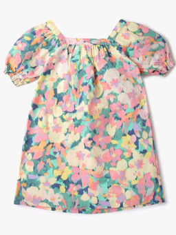 GAP - Girls Floral Print Puff Sleeve Shift Dress - Multi-Color