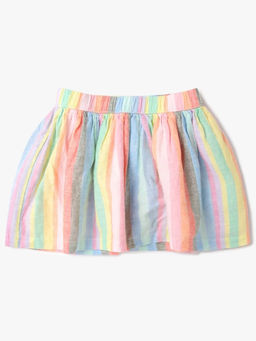 GAP - Girls Rainbow Striped Skater Mid-Rise Skirt - Multi-Color