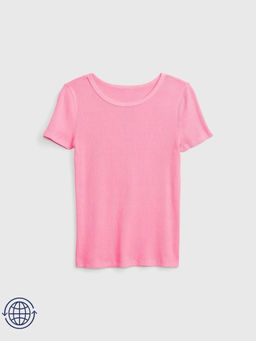 GAP - Girls Crew Neck Ribbed T-Shirt - Pink