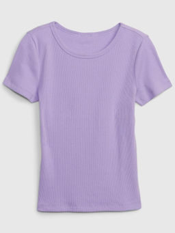 GAP - Girls Ribbed Crew Neck Top - Purple