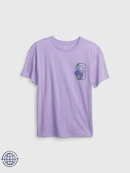 GAP - Girls Printed Crew Neck T-Shirt - Purple