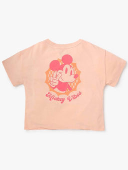 GAP - Girls Character Printed Crew Neck T-Shirt - Peach