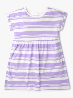 GAP - Girls Striped Crew Neck A-Line Dress - Purple