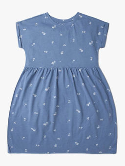 GAP - Girls Floral Crew Neck A-Line Dress - Blue