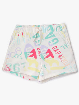 GAP - Girls Typographyed Mid-Rise Regular Fit Shorts - White