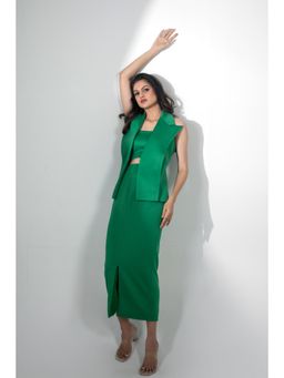Naav - Green Emerald Edge Blazer with Bustier and Skirt