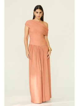 LABEL FROW - Nude Iris Maxi Dress with Drape