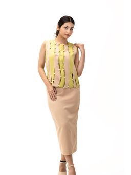 DOORS DESIGNS - Green Beige Top with Skirt