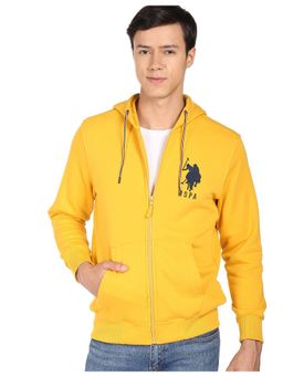 U.S. POLO ASSN. - Men Yellow Solid Hooded Sweatshirt