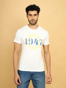 Wrangler - Men Printed White Crew Neck Regular Fit T-Shirt
