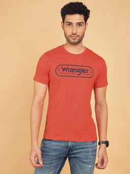 Wrangler - Men Logo Red Crew Neck Regular Fit T-Shirt