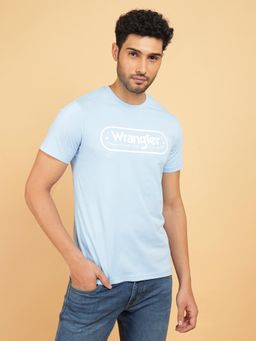 Wrangler - Men Logo Blue Crew Neck Regular Fit T-Shirt
