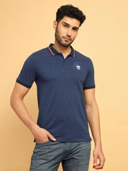 Wrangler - Men Solid Blue Collar Regular Fit Polo T-Shirt