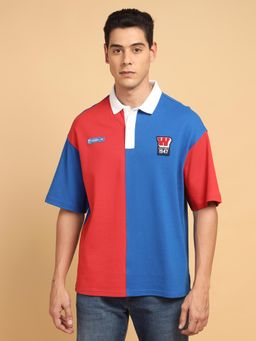 Wrangler - Men Colorblock Blue Collar Relaxed Fit Polo T-Shirt