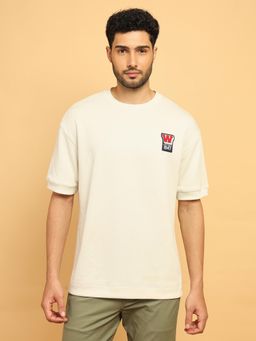 Wrangler - Men Printed White Crew Neck Relaxed Fit T-Shirt