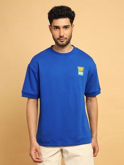 Wrangler - Men Printed Blue Crew Neck Relaxed Fit T-Shirt