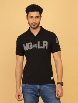 Wrangler - Men Embroidered Black Collar Regular Fit Polo T-Shirt