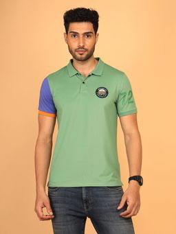 Wrangler - Men Colorblock Green Collar Regular Fit Polo T-Shirt