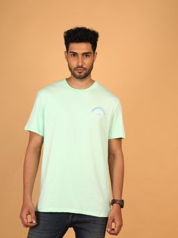 Wrangler - Men Printed Green Crew Neck Relaxed Fit T-Shirt