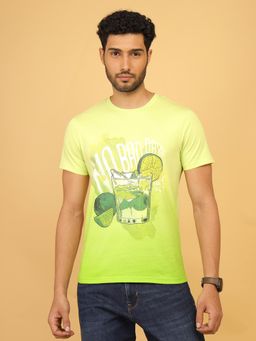 Wrangler - Men Printed Green Crew Neck Regular Fit T-Shirt