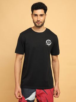 Wrangler - Men Back Printed Black Crew Neck Relaxed Fit T-Shirt