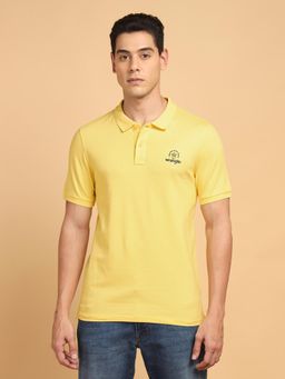 Wrangler - Men Solid Yellow Collar Regular Fit Polo T-Shirt