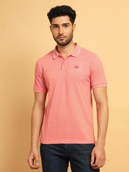 Wrangler - Men Solid Pink Collar Regular Fit Polo T-Shirt