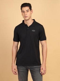 Wrangler - Men Solid Black Collar Regular Fit Polo T-Shirt