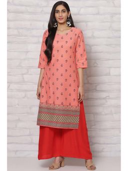 Rangriti - Coral Cotton Straight Kurta