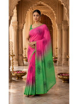 AMRUTKALA SAREES - Pink Designer Printed Saree with Unstitched Blouse