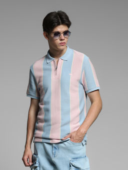 Jack & Jones - Pink Stripes Polo T-Shirt