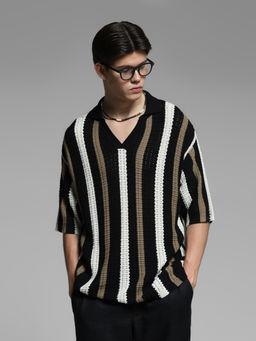 Jack & Jones - Black Stripes Polo T-Shirt