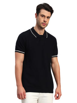 Cantabil - Navy Blue Solid Polo T-Shirt