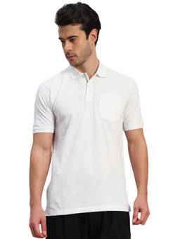 Cantabil - White Solid Polo T-Shirt