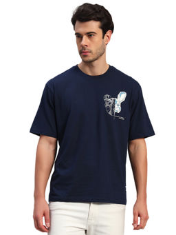 Cantabil - Navy Blue Printed T-Shirt