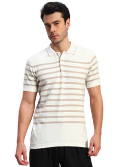 Cantabil - Off White Stripes Polo T-Shirt